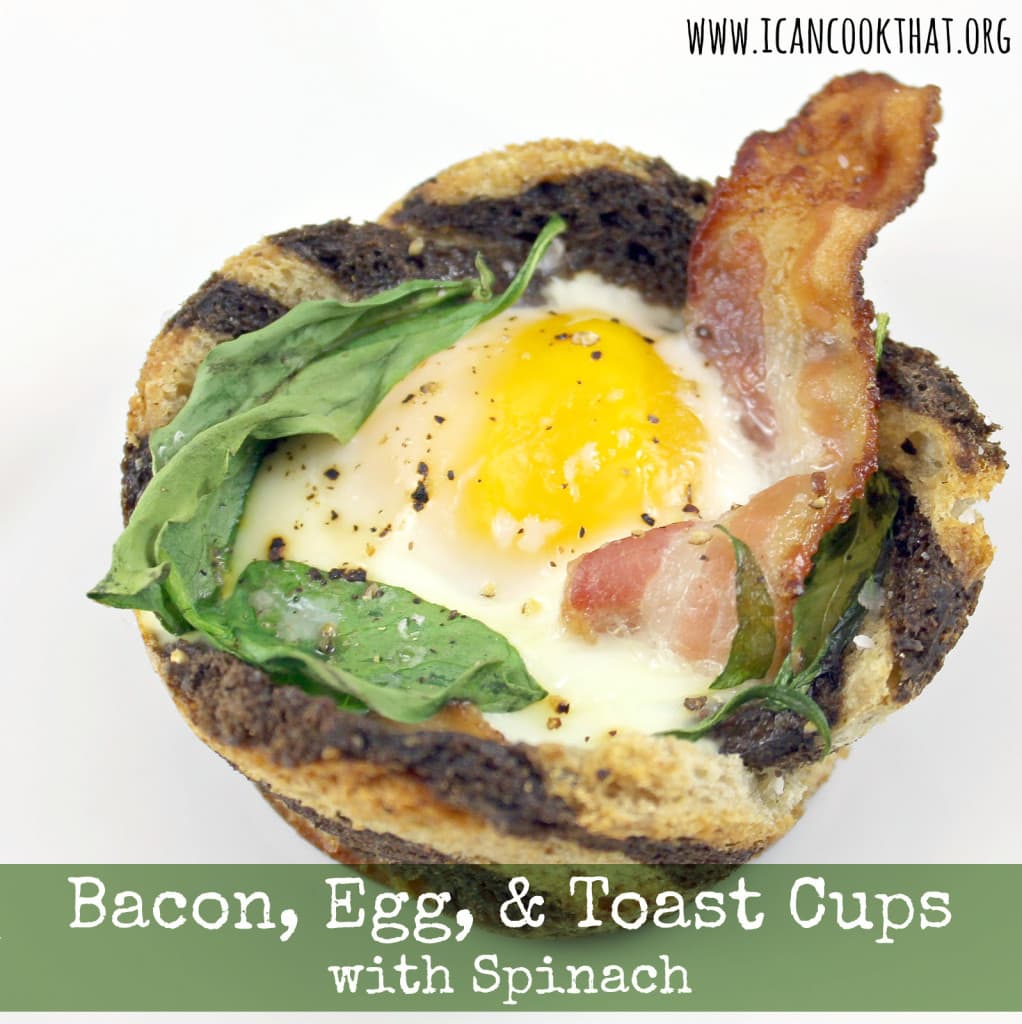 Bacon, Egg & Toast Cups with Spinach