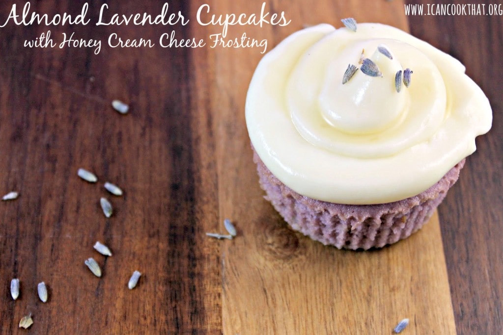 Almond Lavender Cupcakes with Honey Cream Cheese Frosting