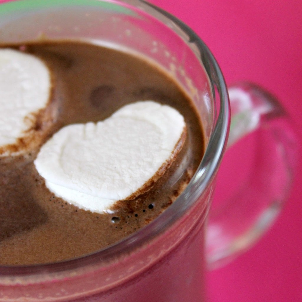 Homemade Hot Chocolate with Marshmallow Hearts