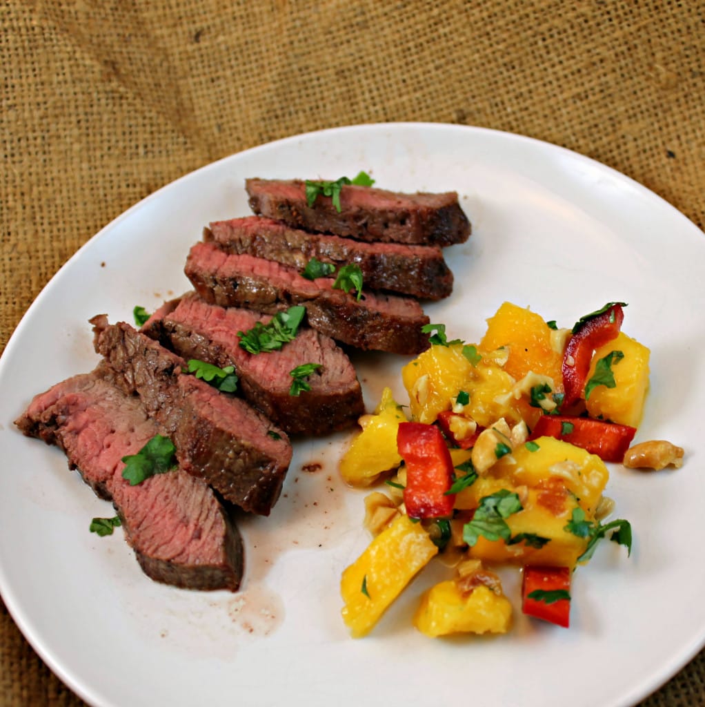 Grilled Sirloin Steak with Mango Chile Salad