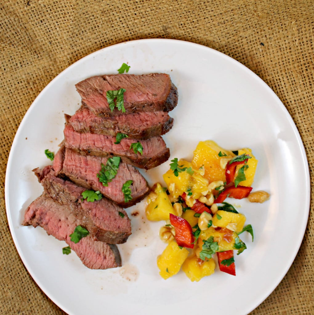 Grilled Sirloin Steak with Mango Chile Salad