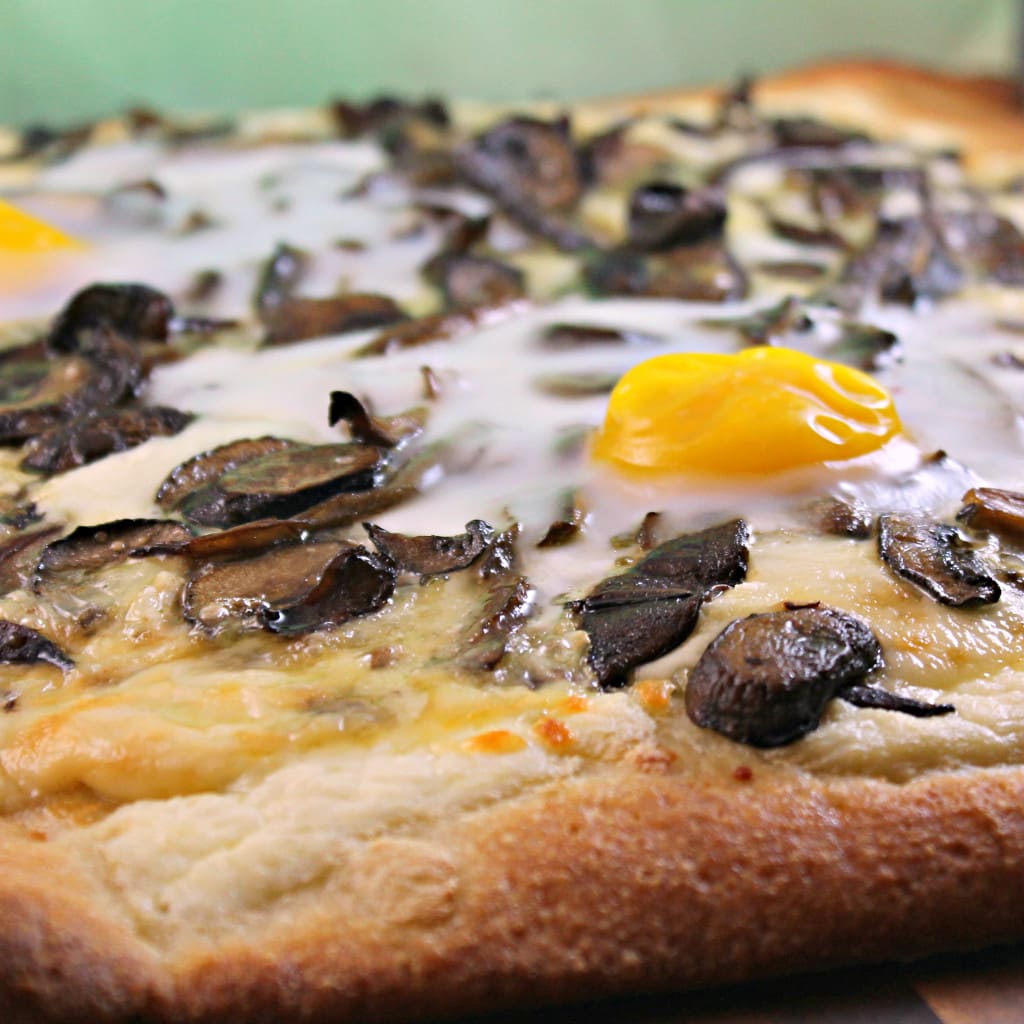 Wild Mushroom Truffled Pizza Topped with Eggs