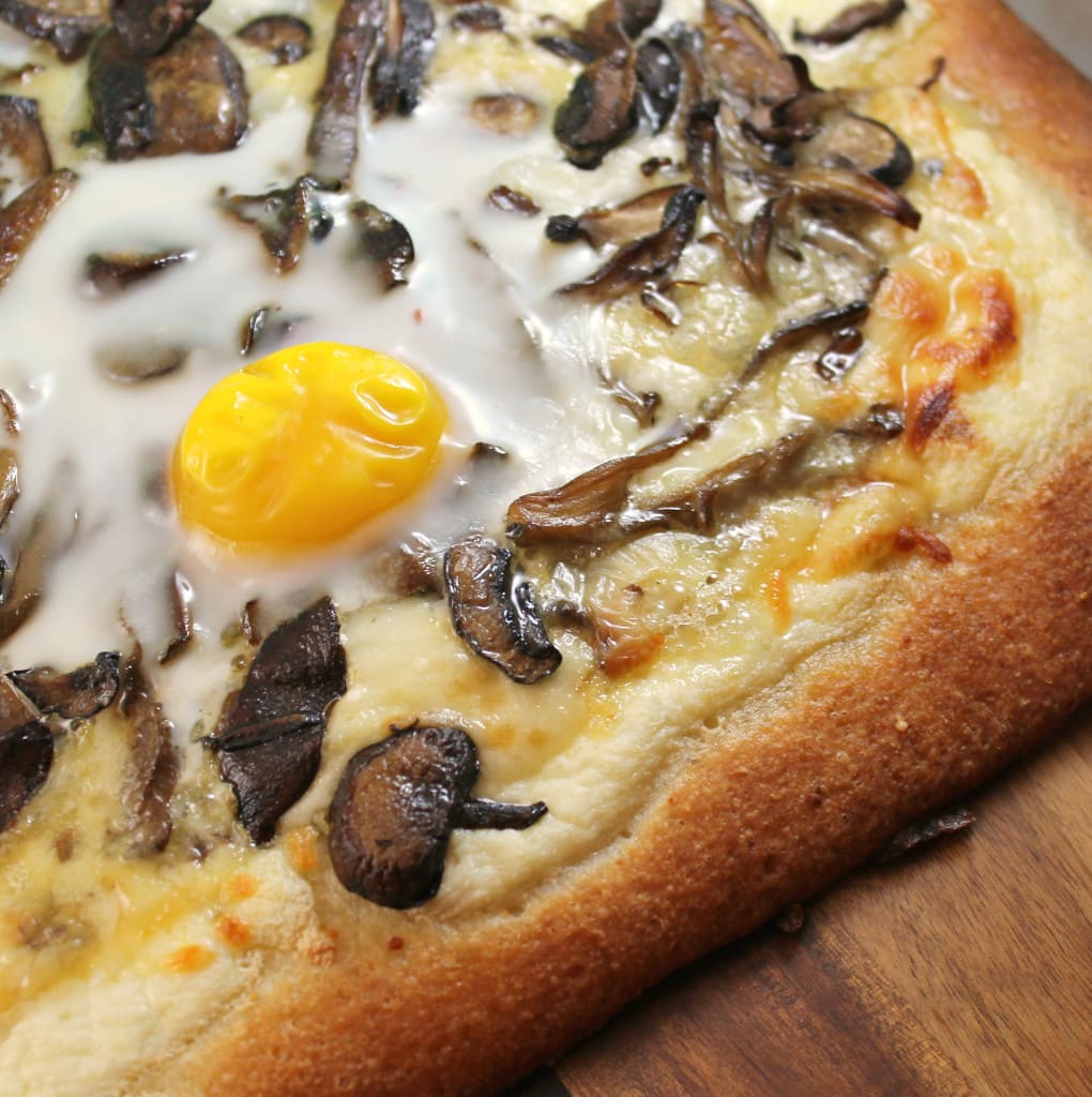 Wild Mushroom Truffled Pizza Topped with Eggs