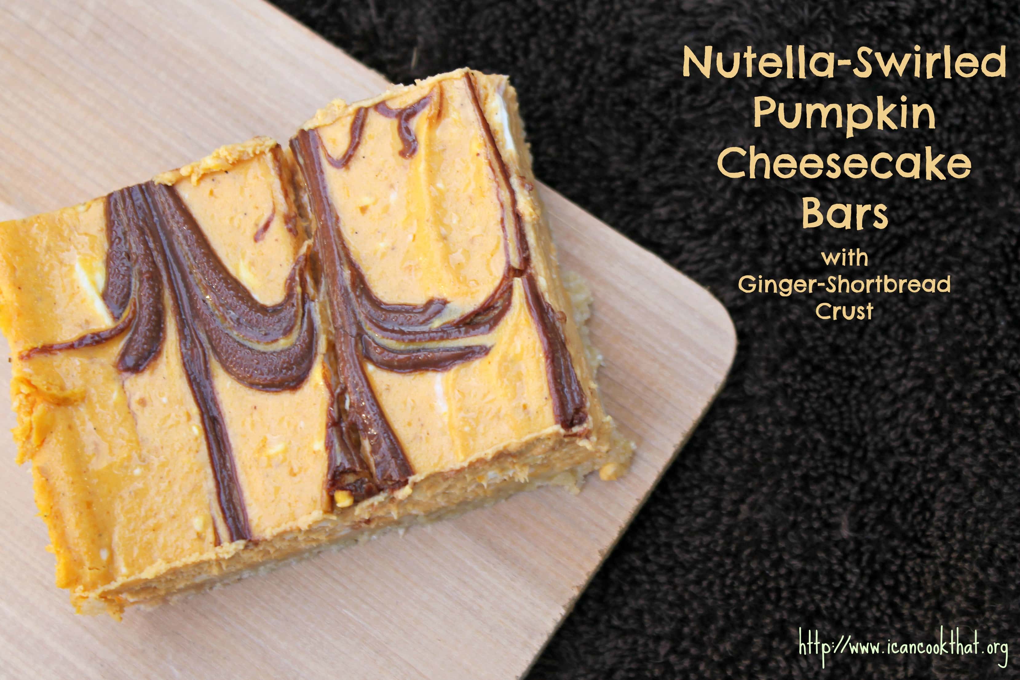 Nutella Swirled Pumpkin Cheesecake Bars