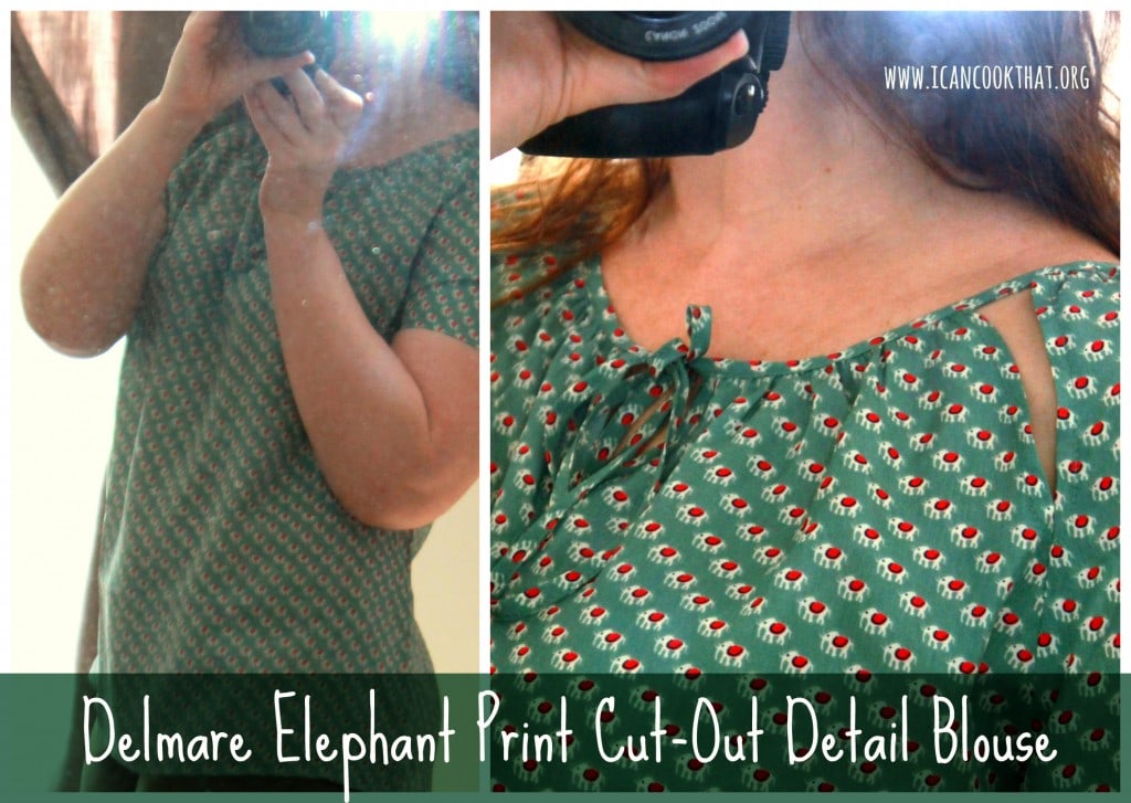 Delmare Elephant Print Cut-Out Detail Blouse