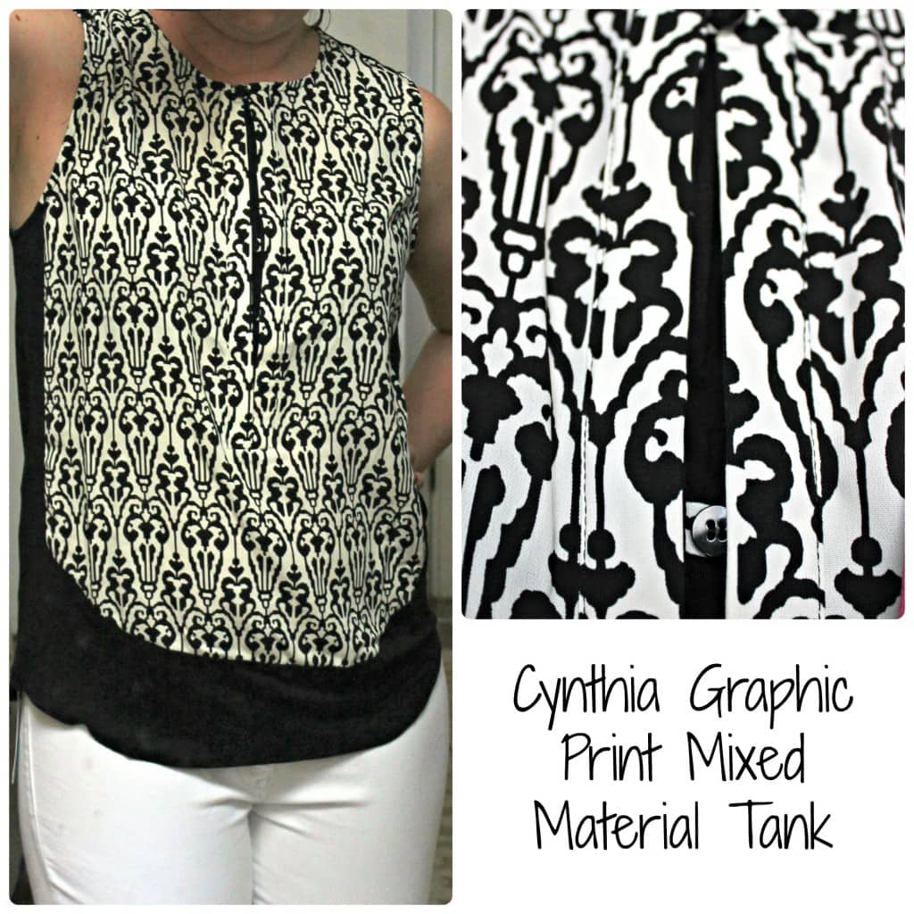 Cynthia Graphic Print Mixed Material Tank