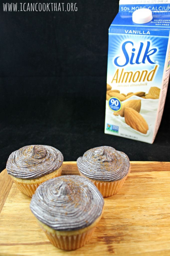 Vegan Vanilla Almond Cupcakes with Plum Frosting