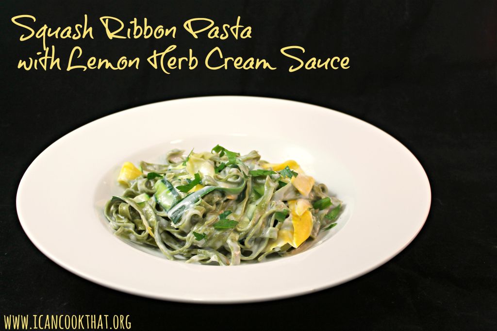 Squash Ribbon Pasta with Lemon Herb Cream Sauce