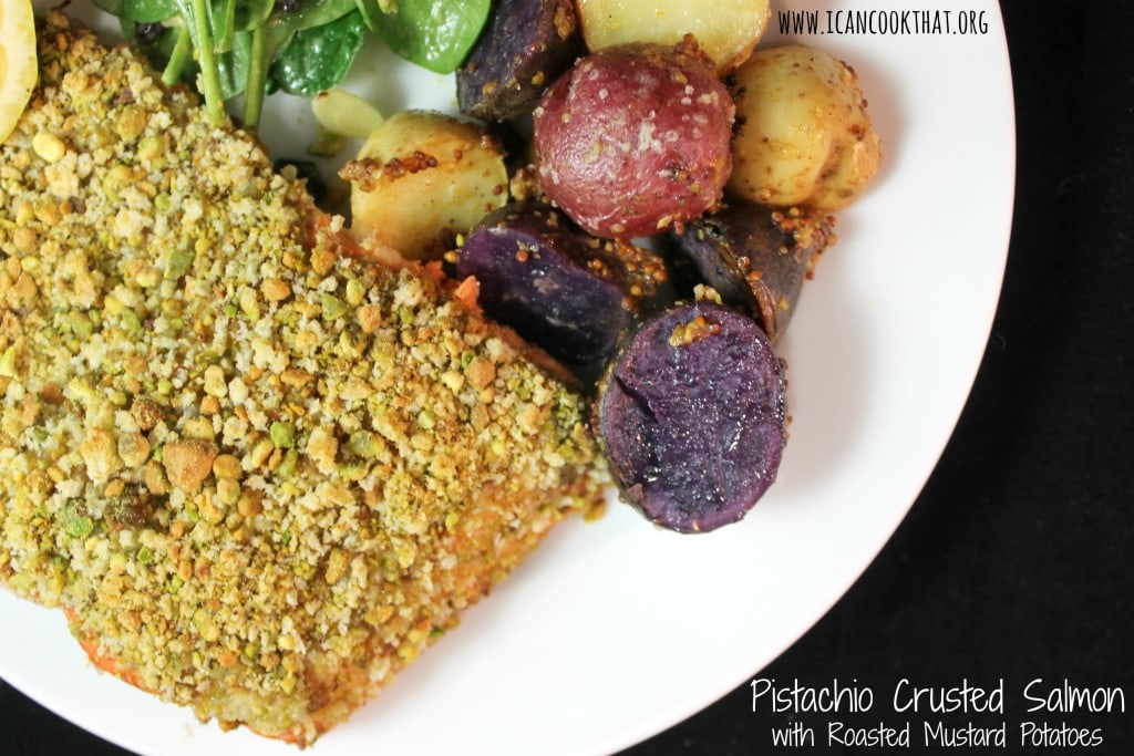Pistachio Crusted Salmon with Roasted Mustard Potatoes