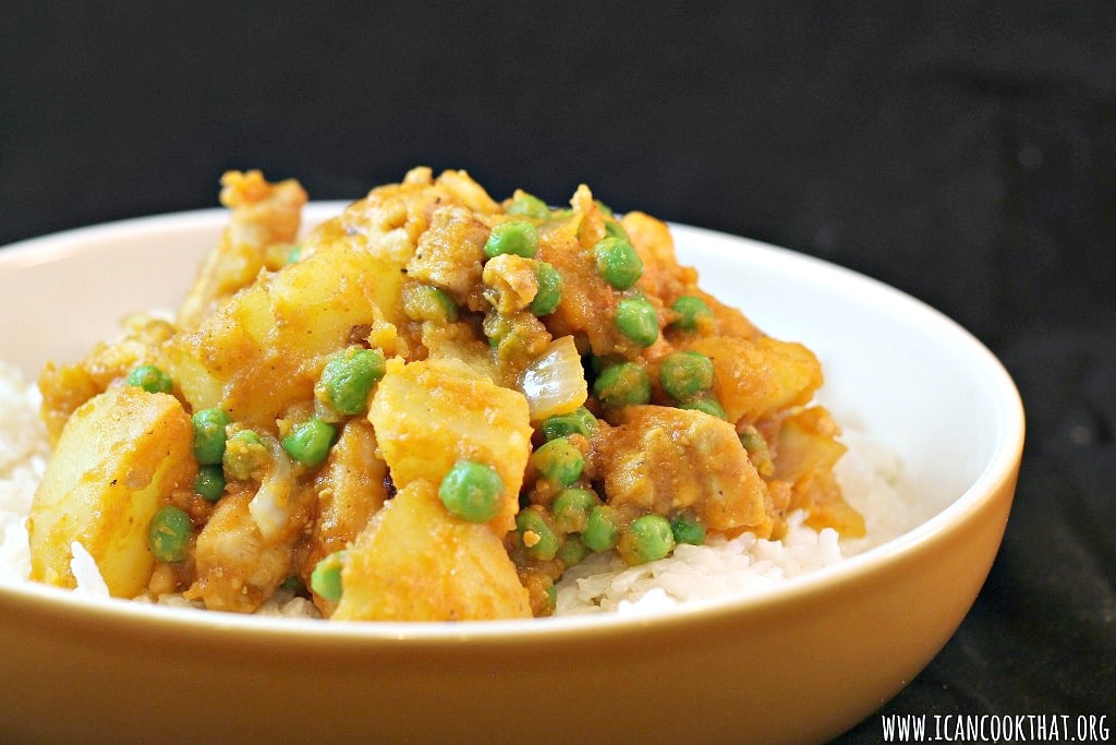 Pumpkin Curry Chicken with Potatoes and Peas