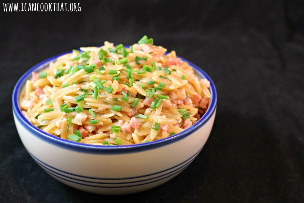 Orzo with Crispy Pancetta and Chives