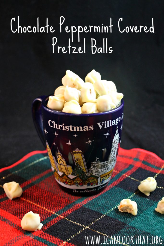 White Chocolate Peppermint Covered Pretzel Balls
