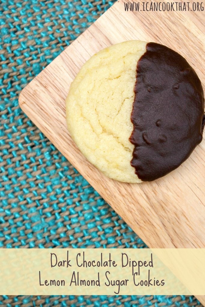 Dark Chocolate Dipped Lemon Almond Sugar Cookies