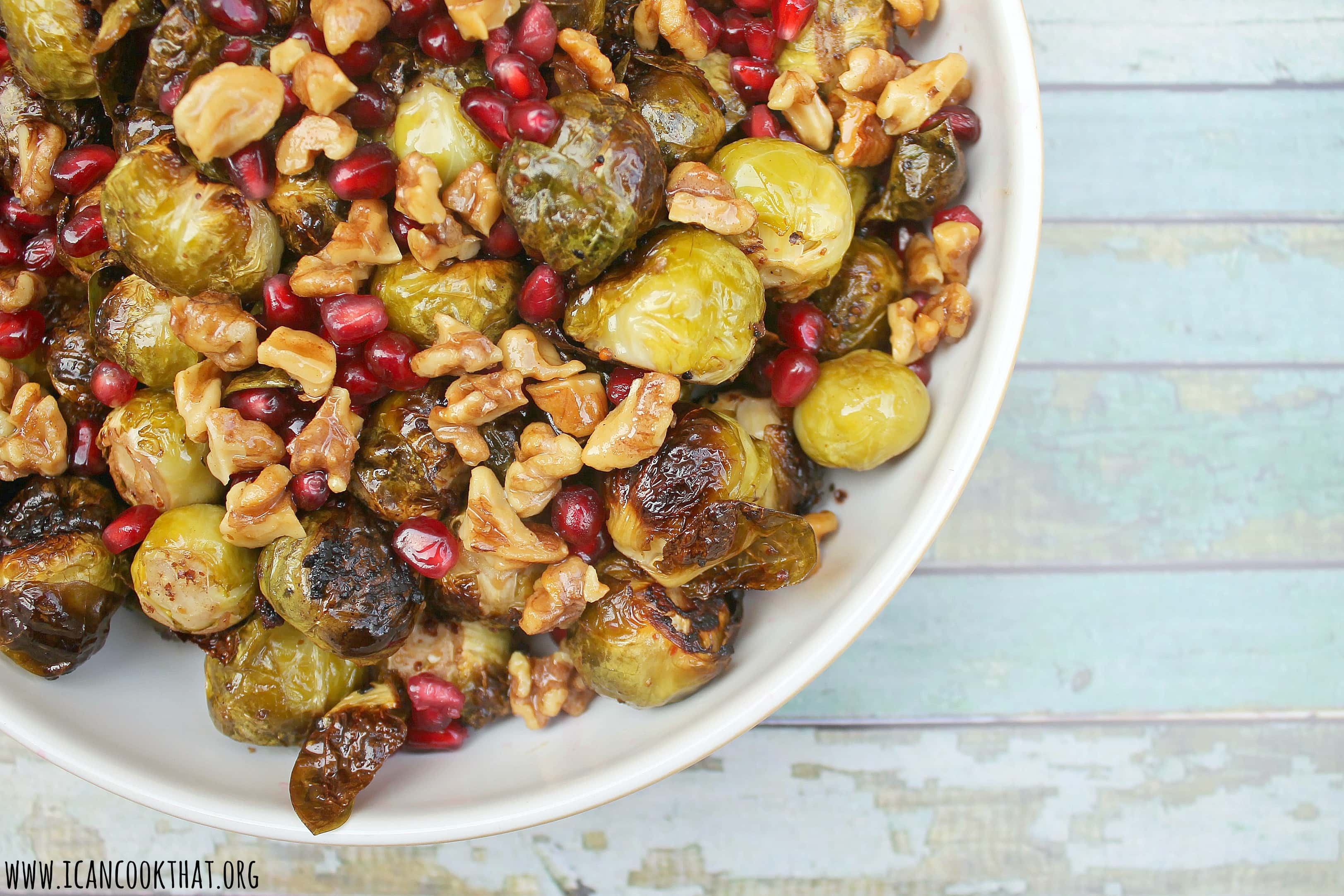 Pomegranate-Mustard Roasted Brussels Sprouts